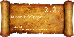 Kuncz Nándor névjegykártya
