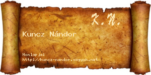 Kuncz Nándor névjegykártya